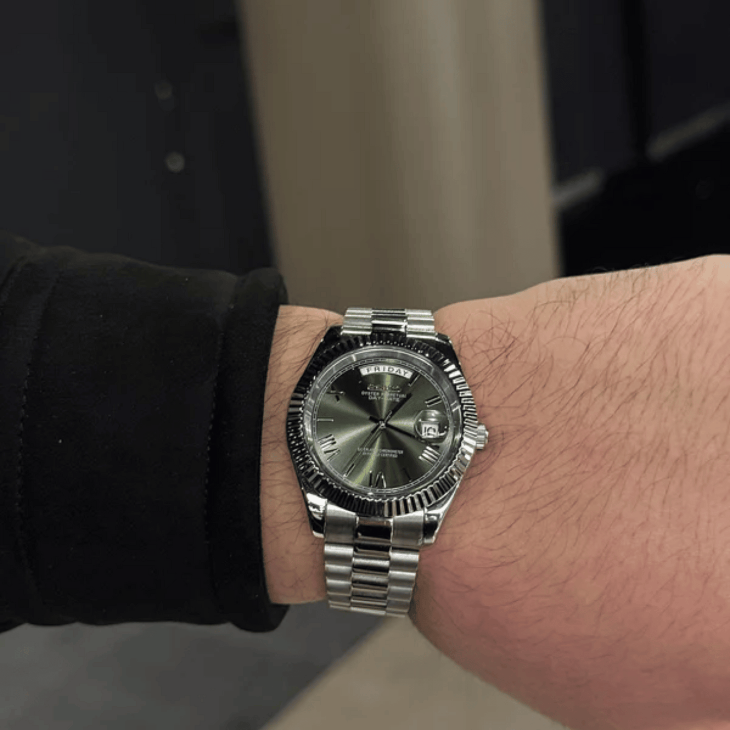Seiko Mod Day Date Olive Green 36/40mm | Miyota 8285 Automatic