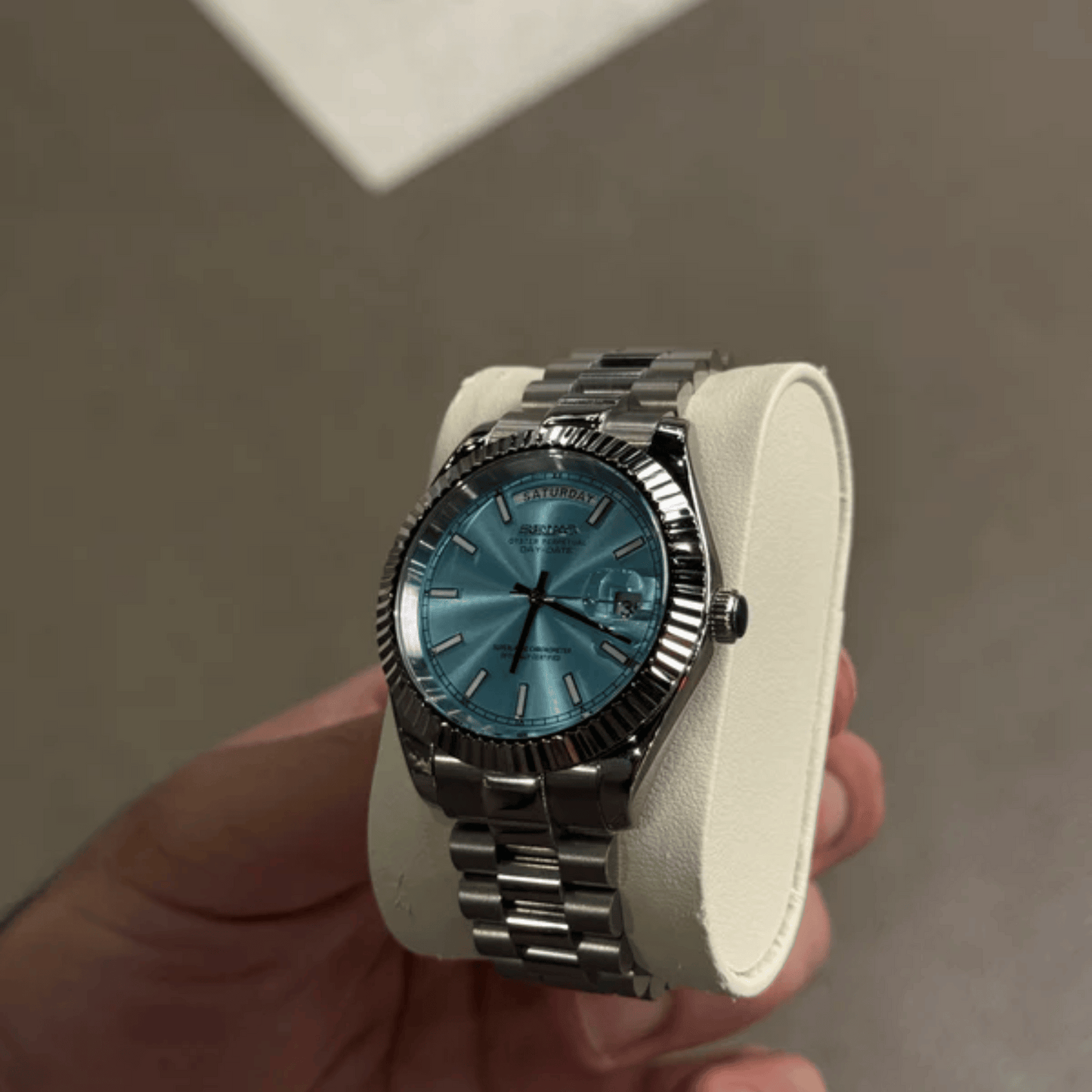 Seiko Mod Day Date Sky Blue 36/40mm | Miyota 8285 Automatic
