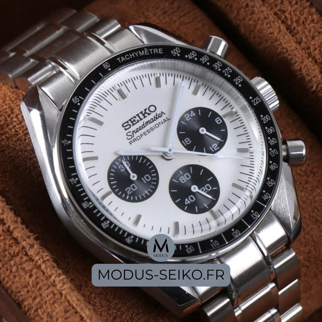 SEIKO MOD SPEEDMASTER | MOONWATCH NOIR BLANC