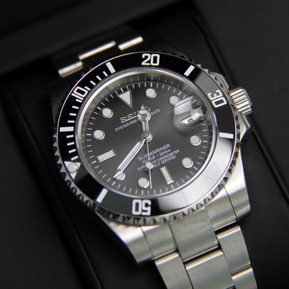 Seiko Mod Submariner Black Date 40mm - Custom Automatic Watch | NH35