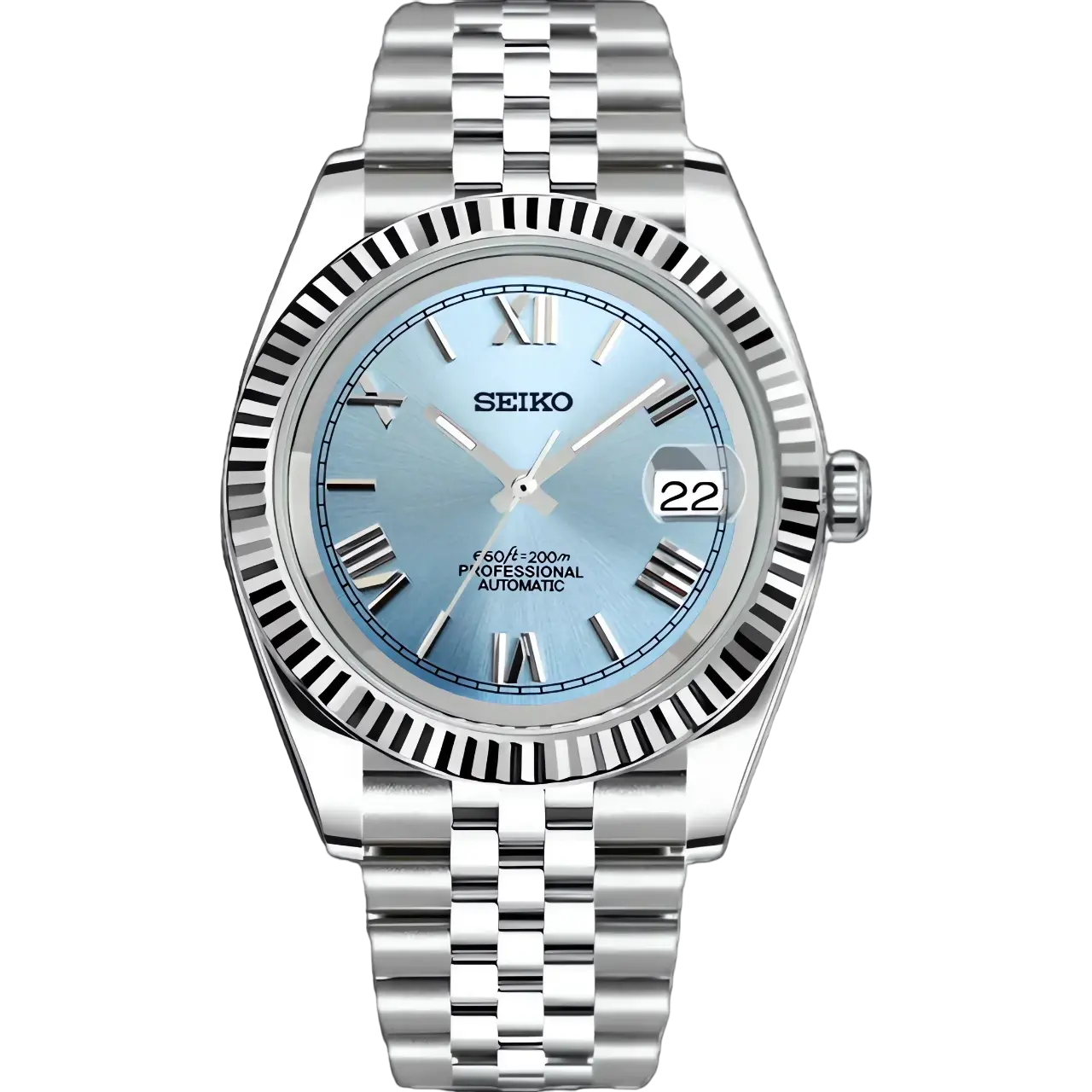 Seiko Mod Datejust Roman Numerals Blue 36/40mm