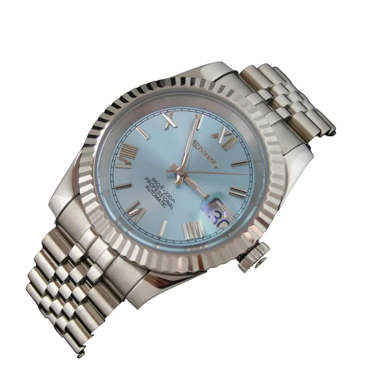 Seiko Mod Datejust Chiffres Romains Bleu 36/40mm Ma boutique