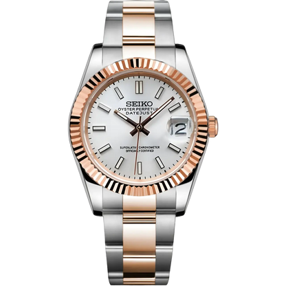 Seiko Mod Datejust Rose Gold White 36/40mm