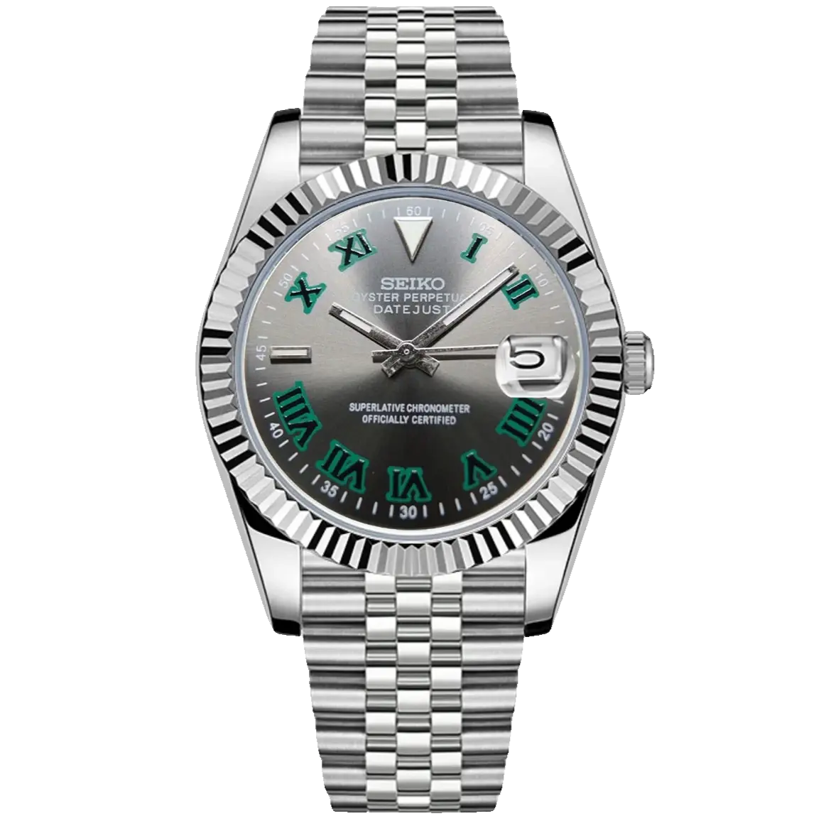 Seiko Mod Datejust Wimbledon Green Gray 36/40mm