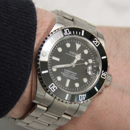 Seiko Mod Submariner Black Date 40mm - Custom Automatic Watch | NH35