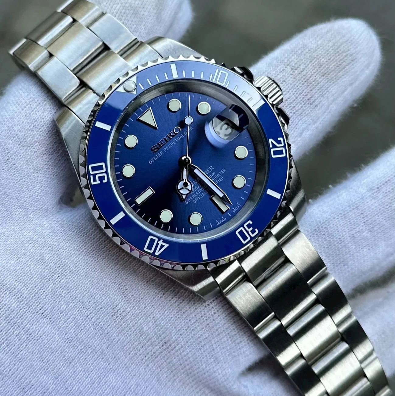 Seiko Mod Submariner Blue 40mm - Custom Automatic Watch | NH35
