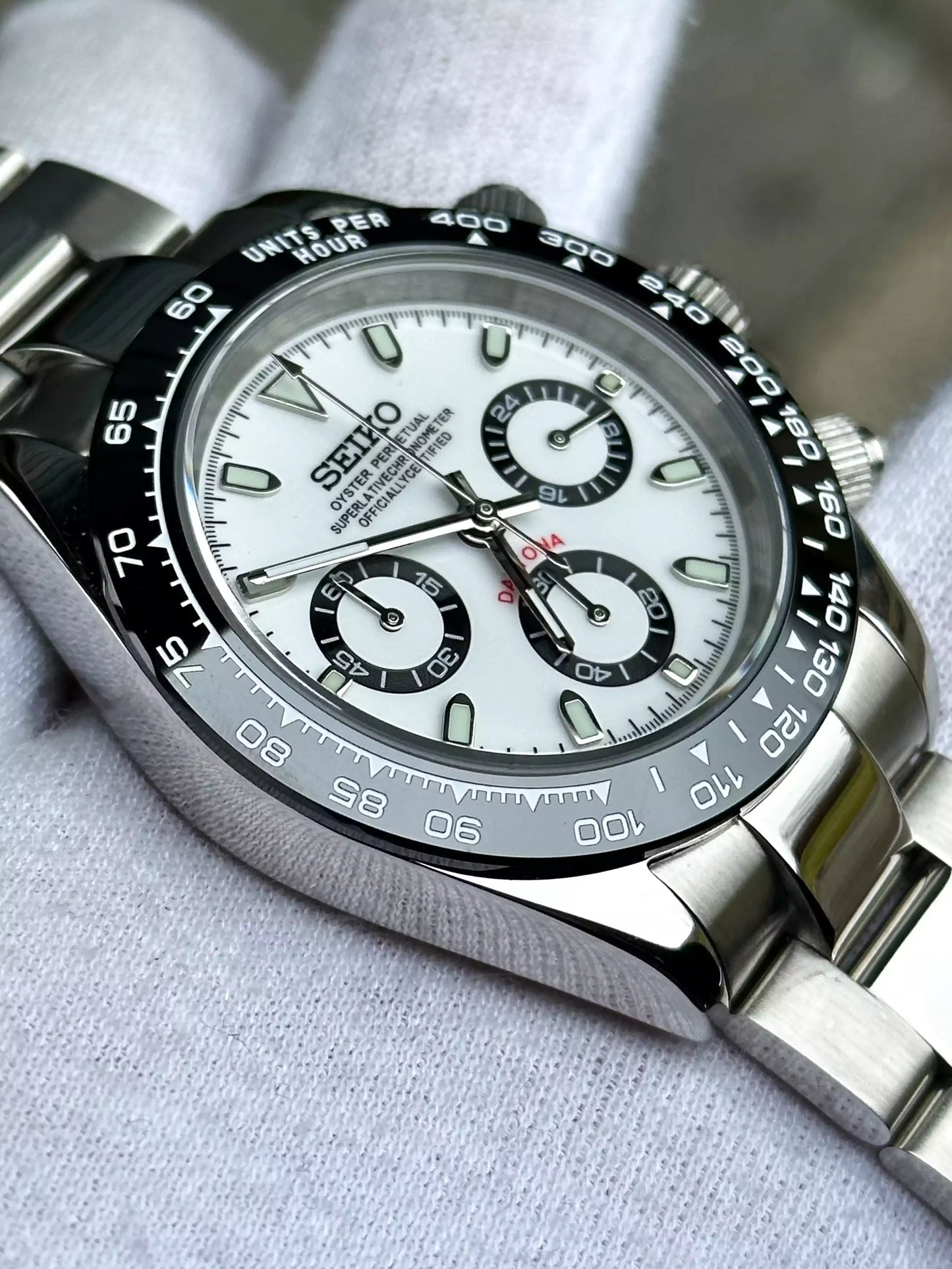 Seiko Mod Daytona Panda Black White 40mm