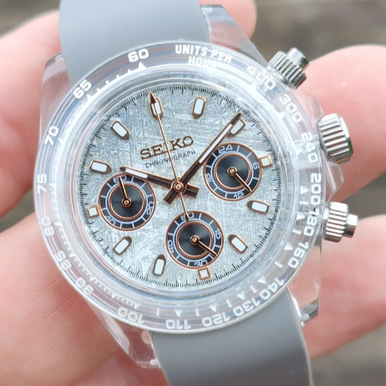 Seiko Mod Daytona VK63 Oysterflex Gray 40mm