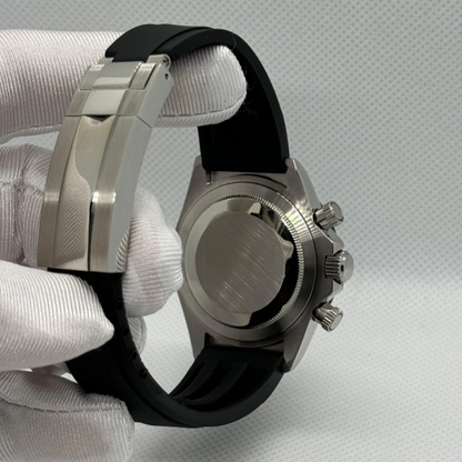 Seiko Mod Daytona VK63 Black Silver Diamond 40mm