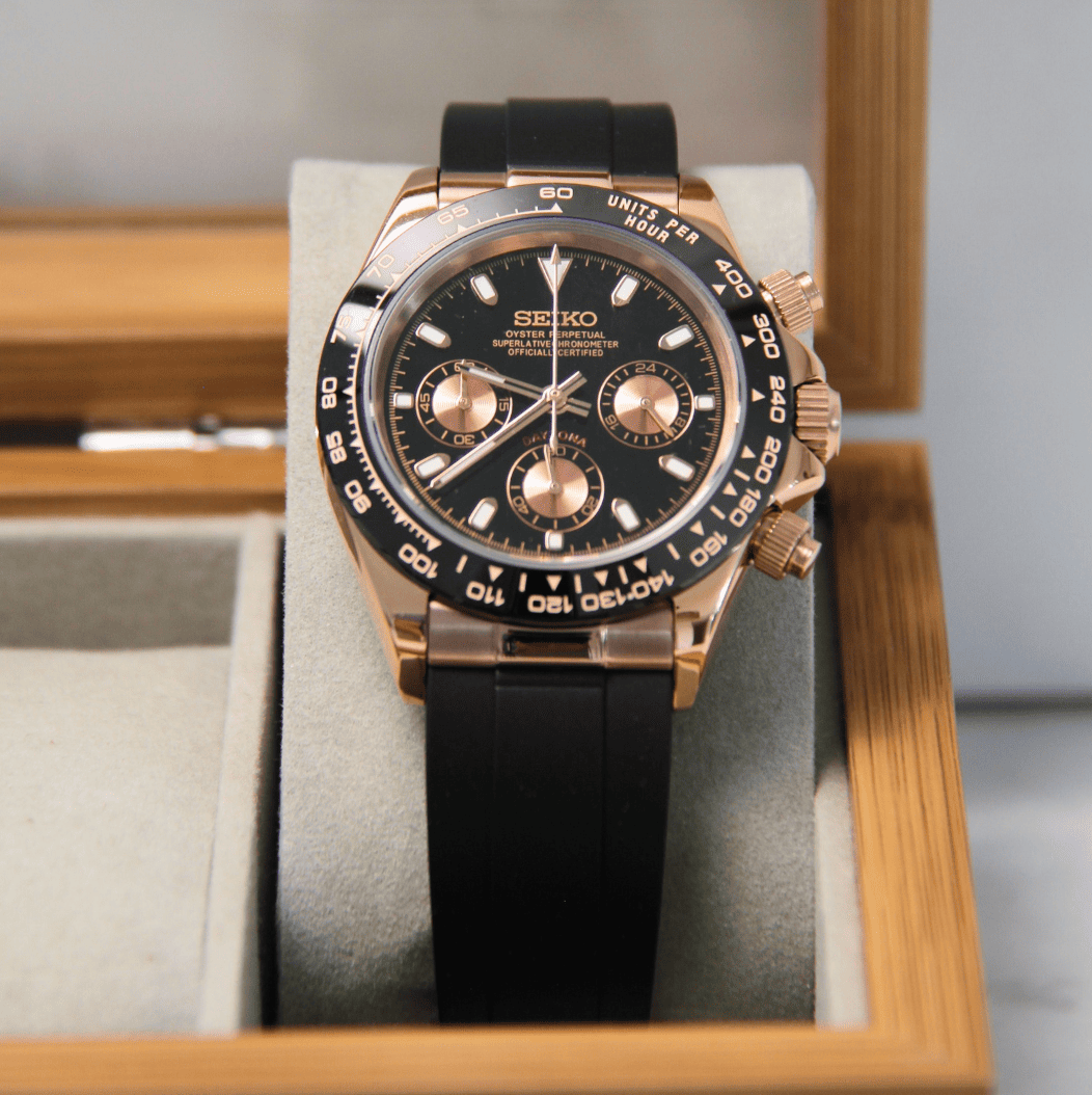 Seiko Mod Daytona Oysterflex Rose Gold 40mm - Custom Automatic Watch | VK63