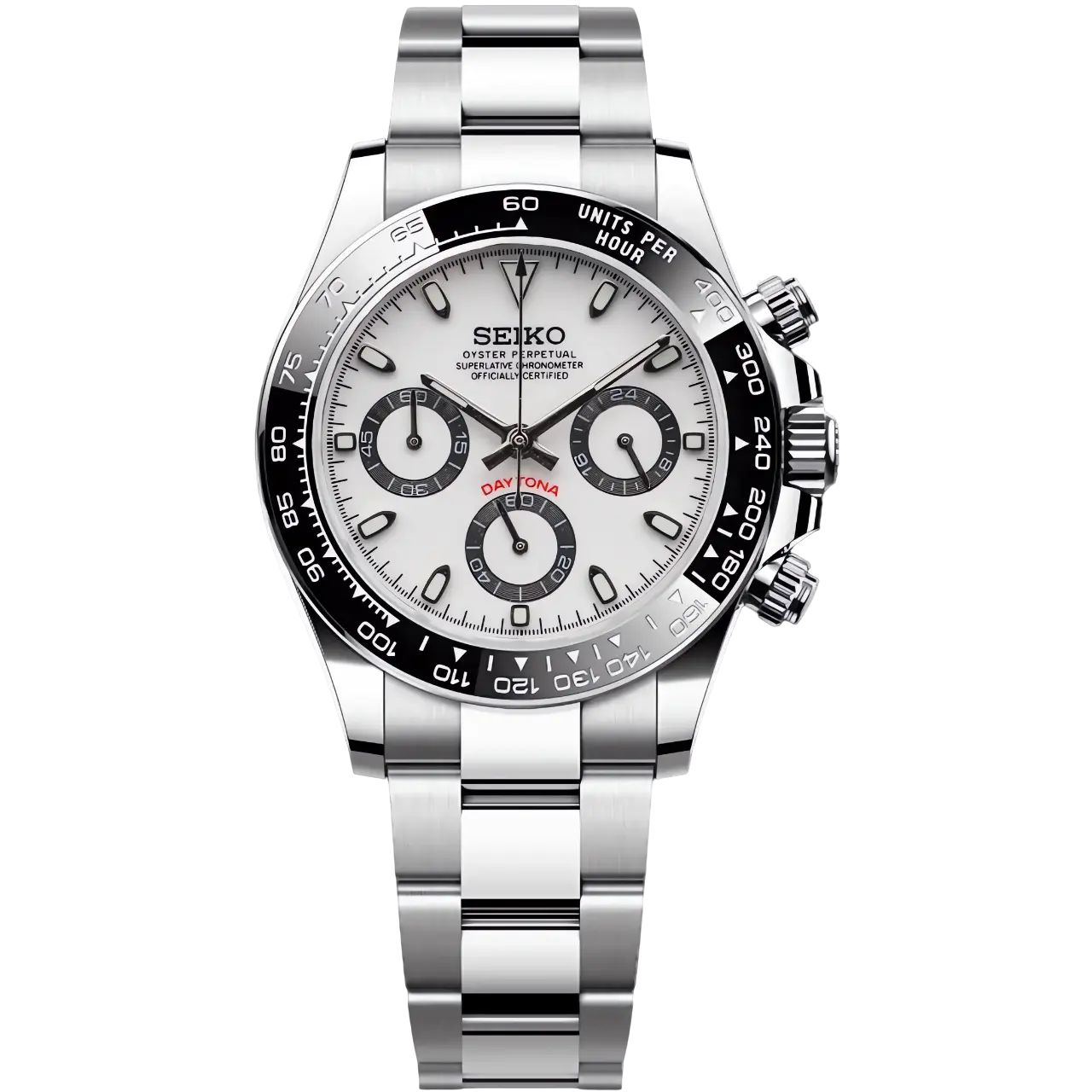 Seiko Mod Daytona Panda Black White 40mm