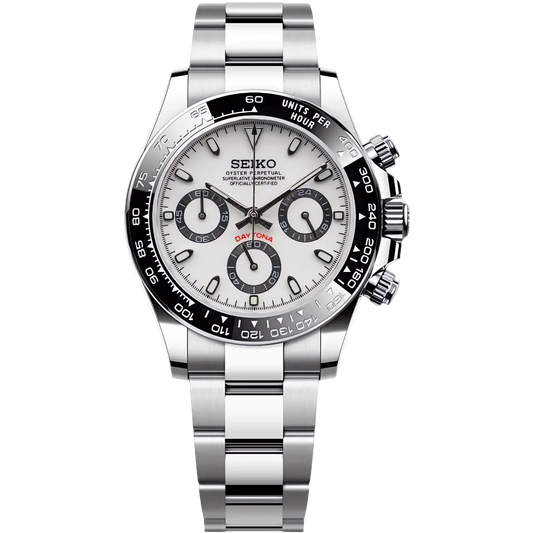 Seiko Mod Daytona Panda Black White 40mm