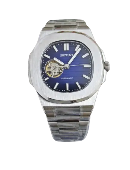 Seiko Mod Nautilus Bleu Coeur Ouvert 40mm Ma boutique