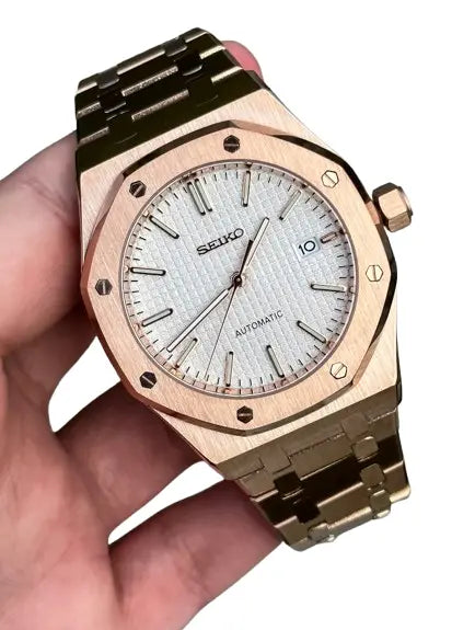 Seiko Mod Royal Oak Blanc Rose Gold 41mm Ma boutique