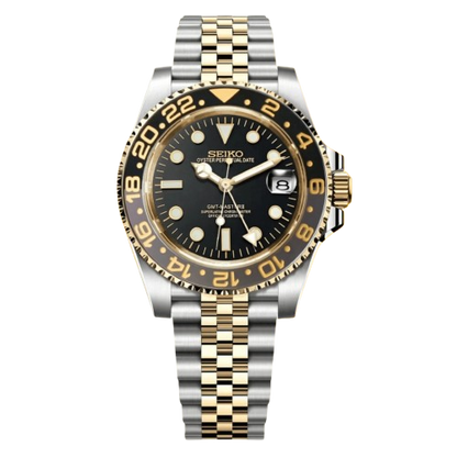 Montre Seiko Mod GMT Zombie Two Tone cadran noir avec lunette acier bicolore – mouvement automatique NH34