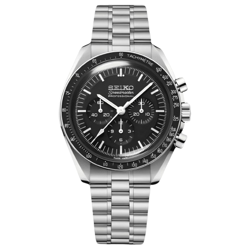 Montre Seiko Mod Speedmaster noire avec cadran noir – mouvement chronographe hybride VK63