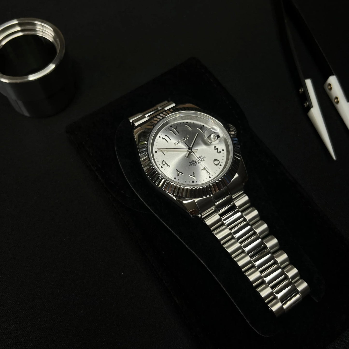 SEIKO MOD DATEJUST | ARABIC SILVER GREY