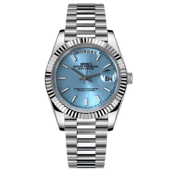 Seiko Mod Day Date Sky Blue 36/40mm | Miyota 8285 Automatic