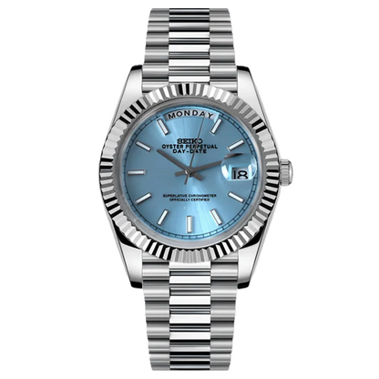 Seiko Mod Day Date Sky Blue 36/40mm | Miyota 8285 Automatic