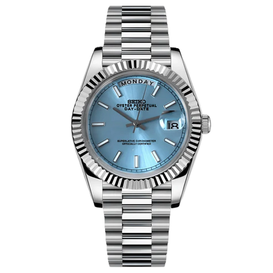 Seiko Mod Day Date Sky Blue 36/40mm | Miyota 8285 Automatic