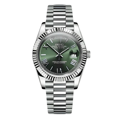 Seiko Mod Day Date Olive Green 36/40mm | Miyota 8285 Automatic