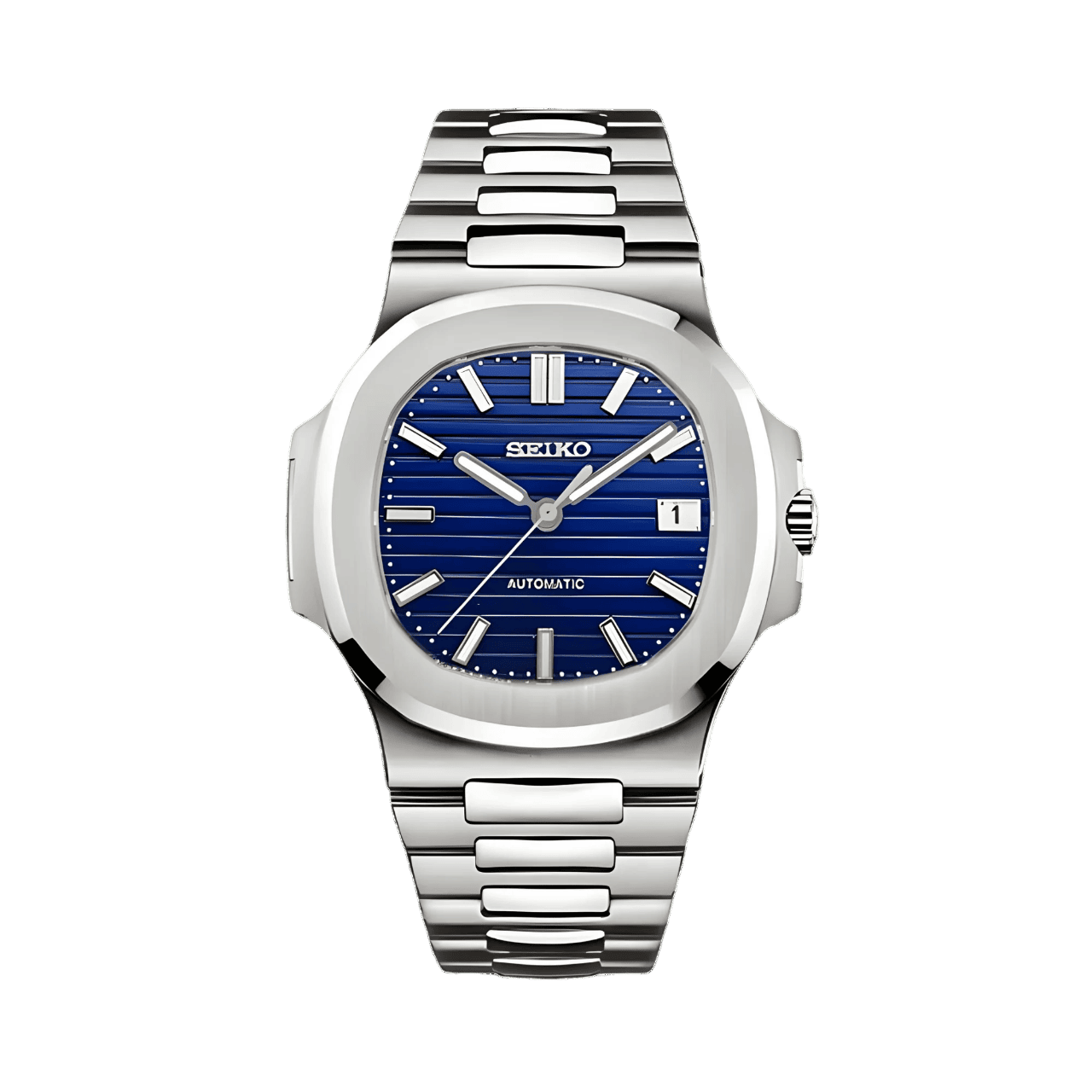 Montre Seiko Mod Nautilus Bleu Marine 40mm avec boîtier en acier inoxydable, mouvement automatique NH35 et verre saphir
