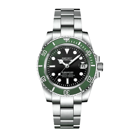 Seiko Mod Submariner Starbucks Black Green 40mm - Custom Automatic Watch | NH35