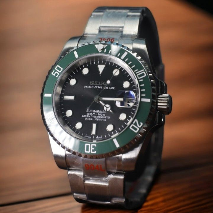 Seiko Mod Submariner Starbucks Black Green 40mm - Custom Automatic Watch | NH35