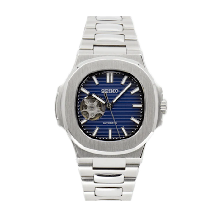 SEIKO MOD NAUTILUS | BLUE SKELETON OPEN HEART