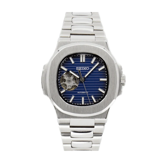 SEIKO MOD NAUTILUS | BLUE SKELETON OPEN HEART