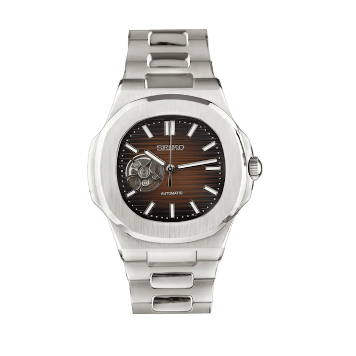 SEIKO MOD NAUTILUS | BROWN SKELETON OPEN HEART