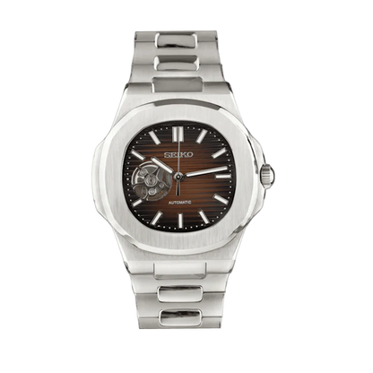 SEIKO MOD NAUTILUS | BROWN SKELETON OPEN HEART